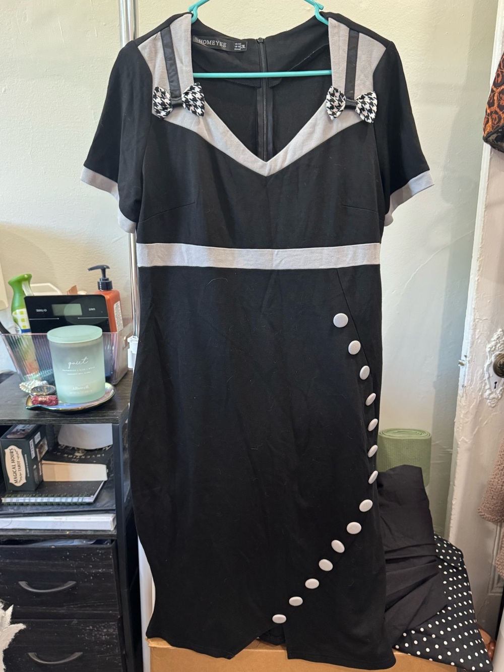 Black and Grey 60s style wiggle dress